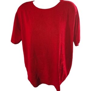 NWT Alfred Dunner Star Knit American Dream Short Sleeve Sweater